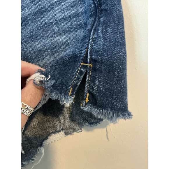 Aerie Daydream Distressed Cut Off Raw Hem Side Slit Denim Shorts Medium - Picture 5 of 11